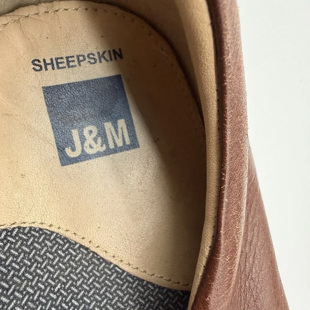 Johnston & Murphy Men's McGuffey Leather Slip-On Shoes Brown Size 10.5 FLAW